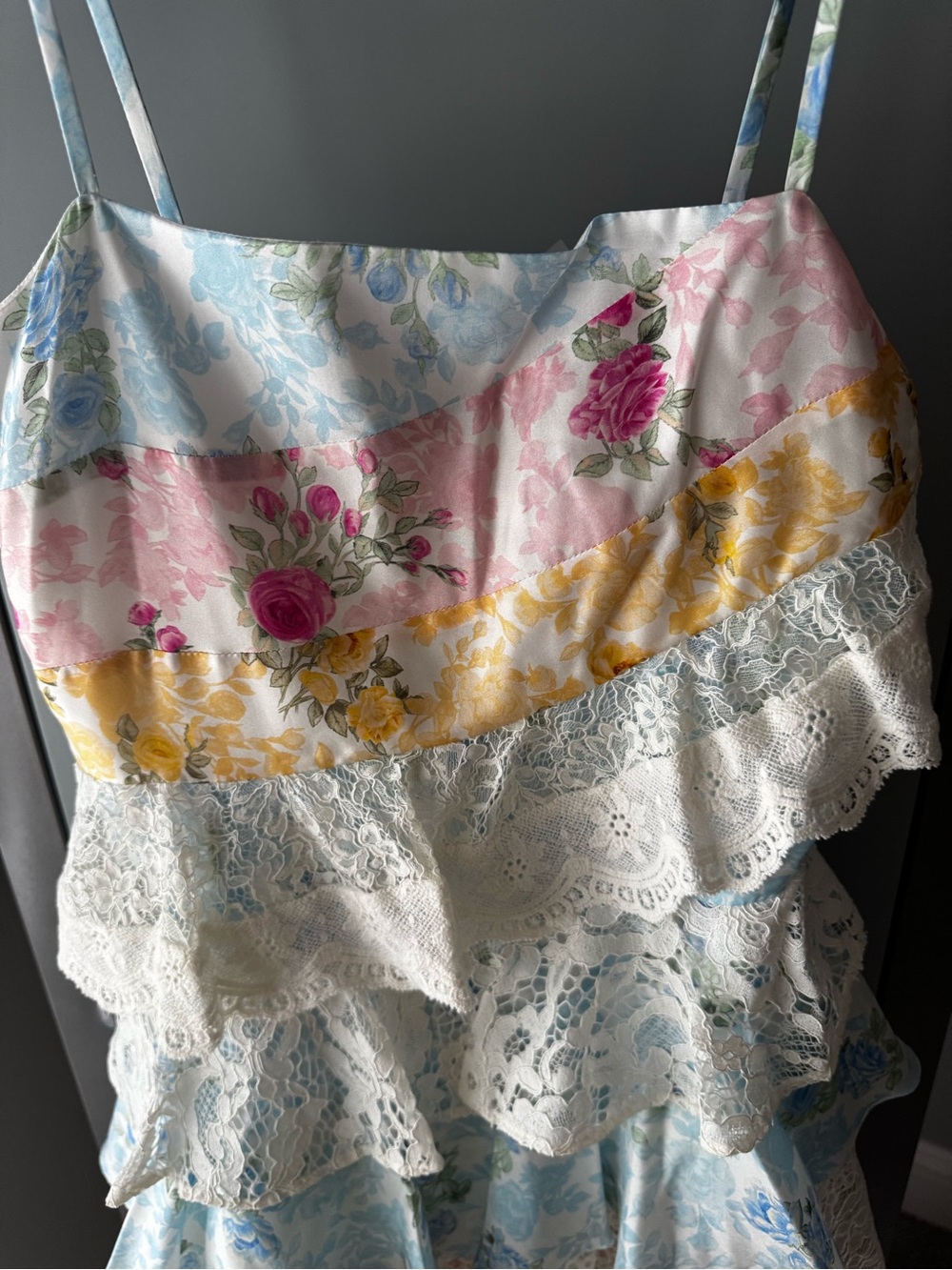 LoveShackFancy Imata Silk Mini Dress in Rainbow - Picture 5 of 8